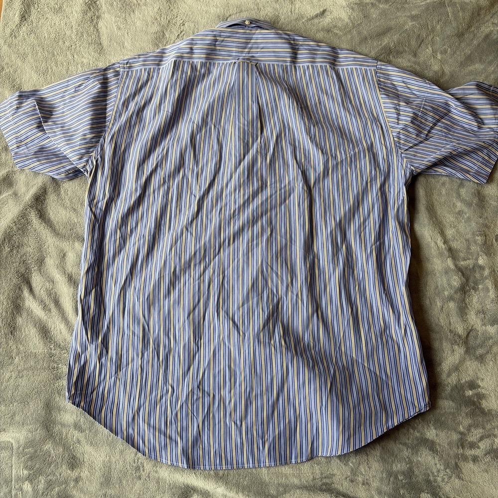 Vintage Faconnable Men's Button-Up Shirt Purple Striped M Cotton Made In USA - Picture 6 of 6